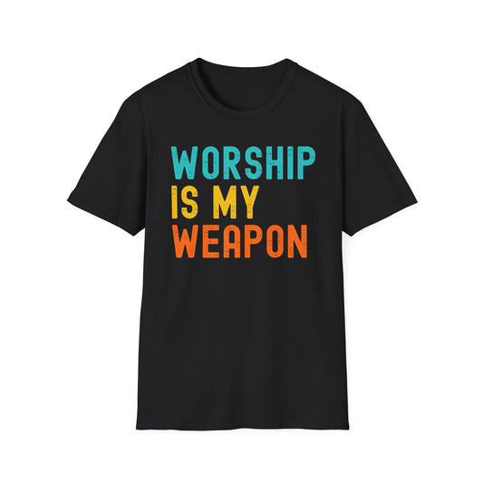 Worship is My Weapon Unisex Softstyle T-Shirt - Casual Faith Clothing, Inspirational Gift, Everyday Wear, Comfortable Tee