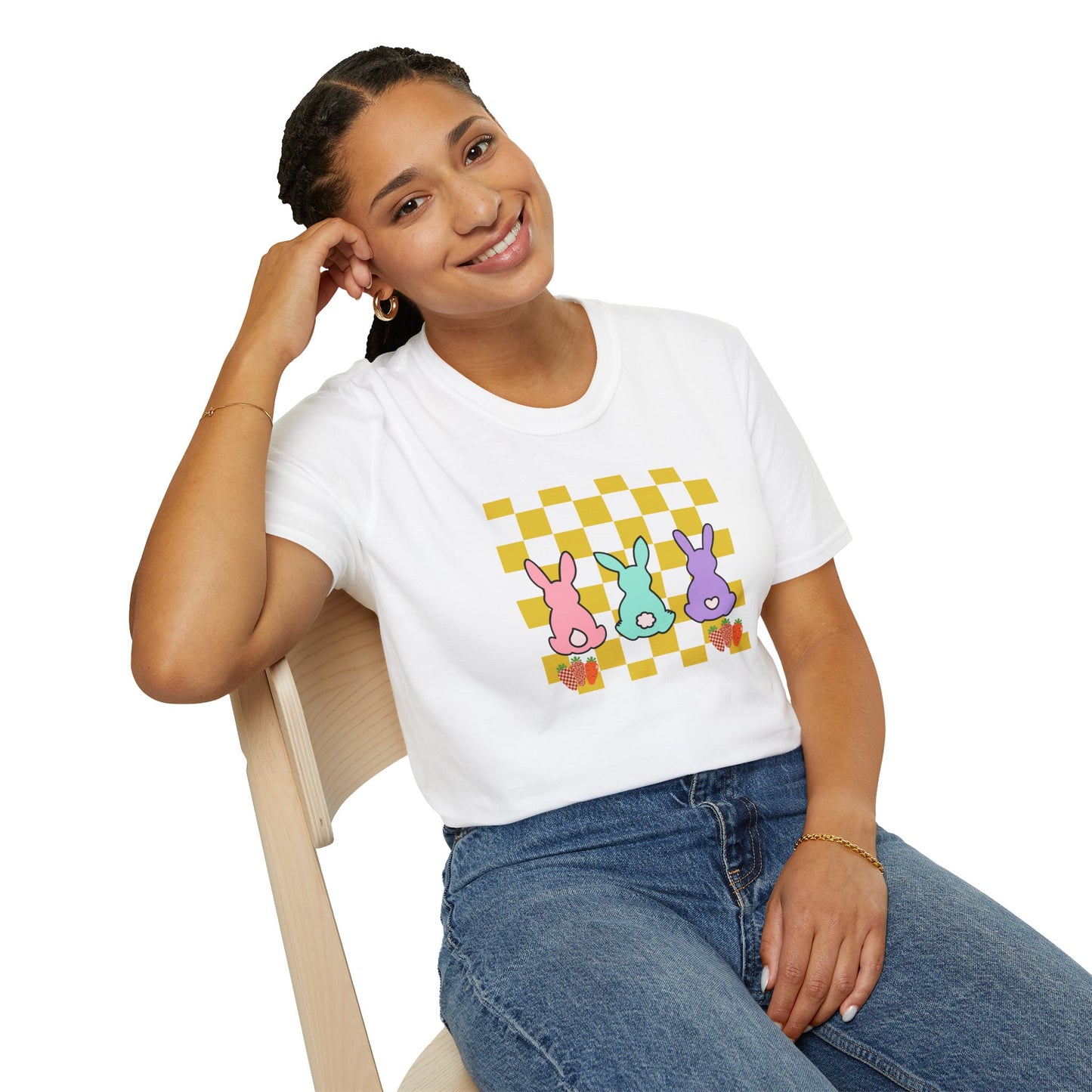 Spring Bunny Vibes Unisex Softstyle T-Shirt - Cute Easter Graphic Tee