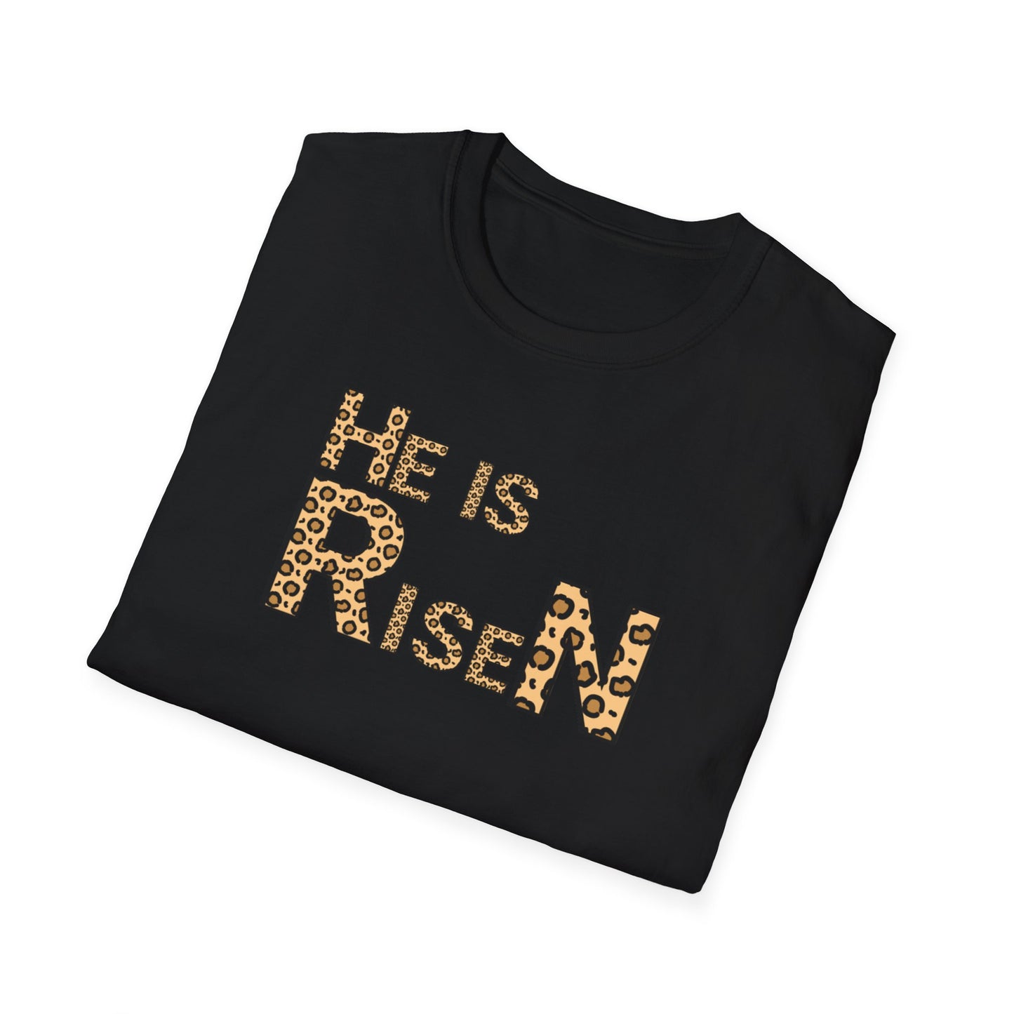 He is Risen Leopard Print Unisex T-Shirt - Perfect Easter Celebration Wear
