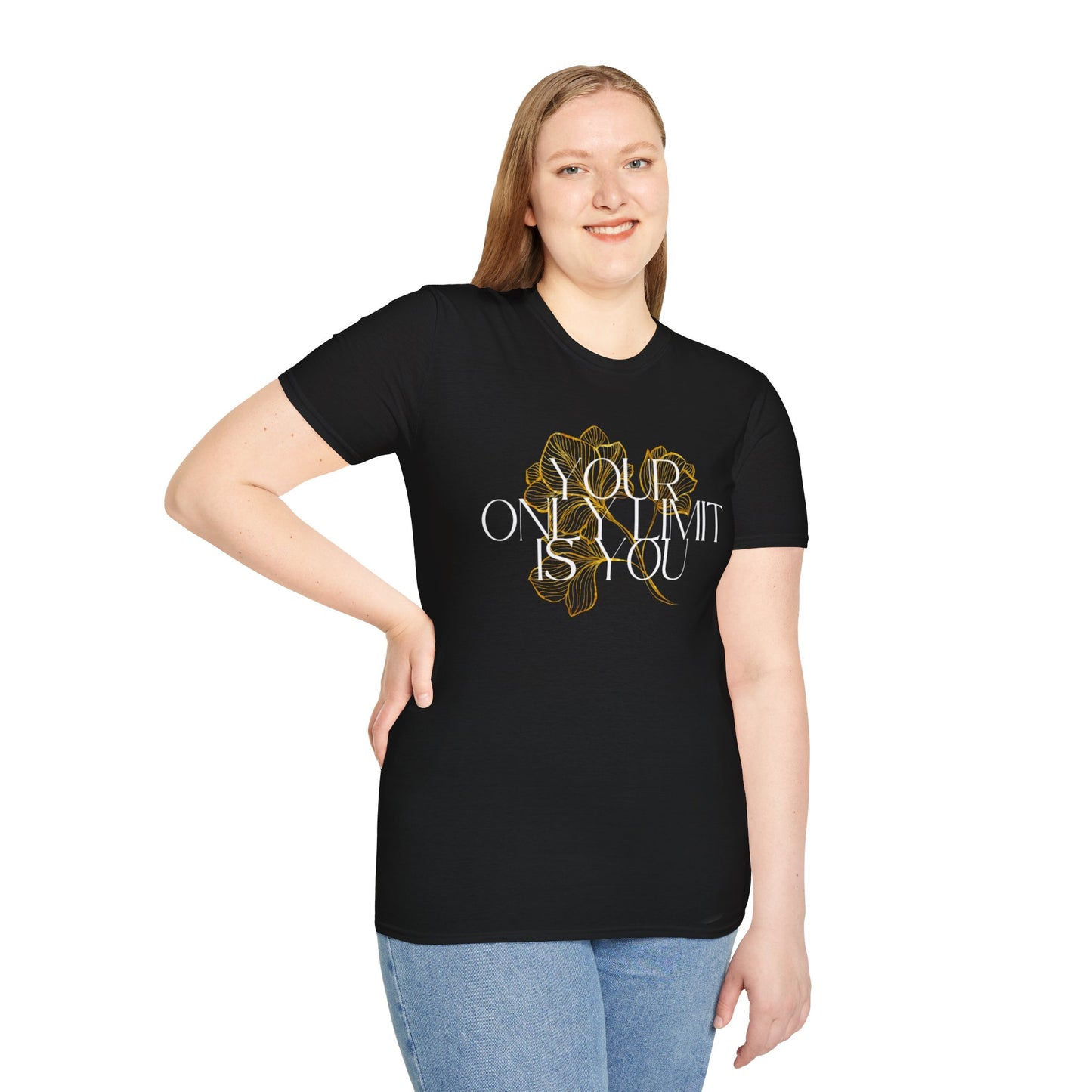 Inspirational Floral T-Shirt - 'Your Only Limit is You'