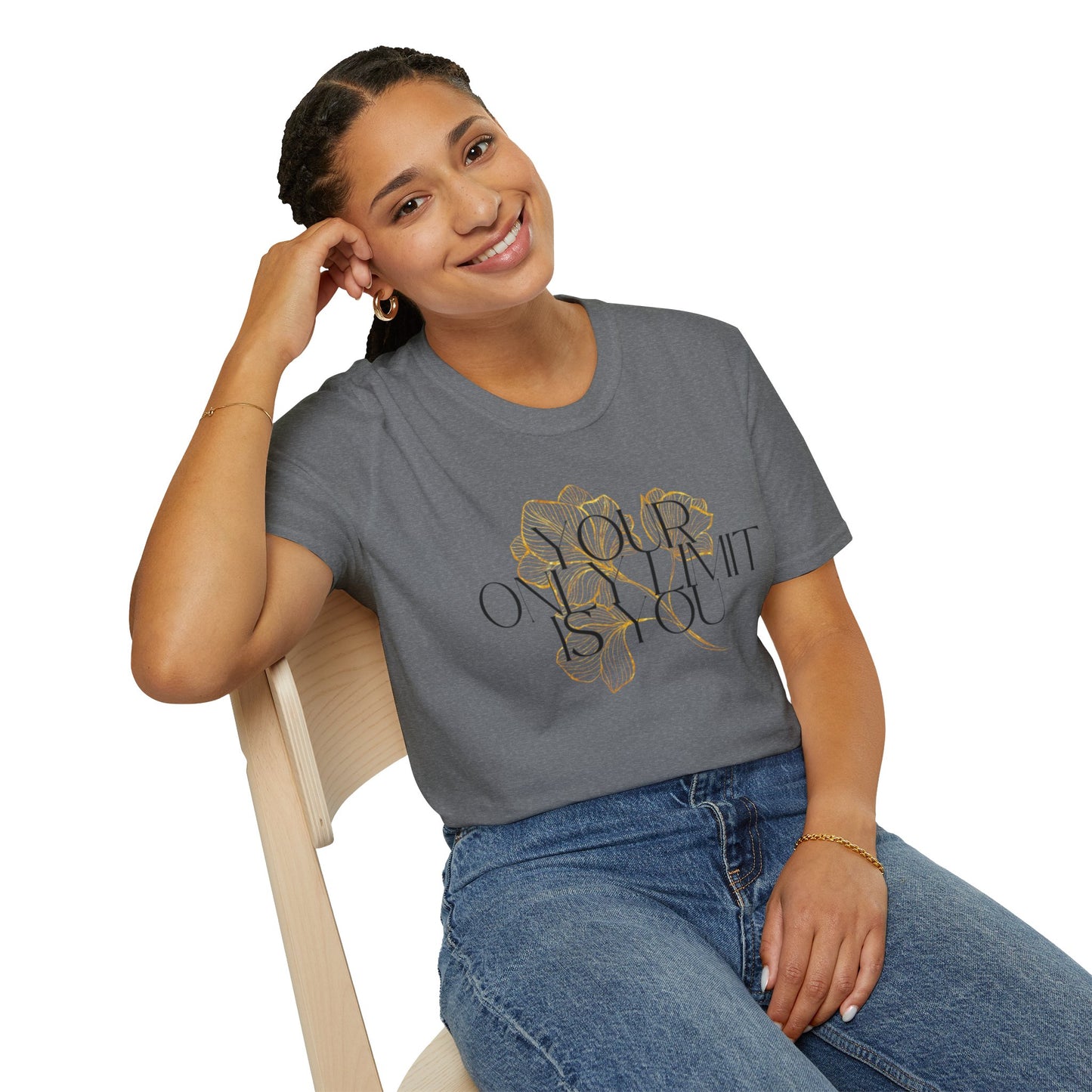 Inspirational Floral T-Shirt - 'Your Only Limit is You'