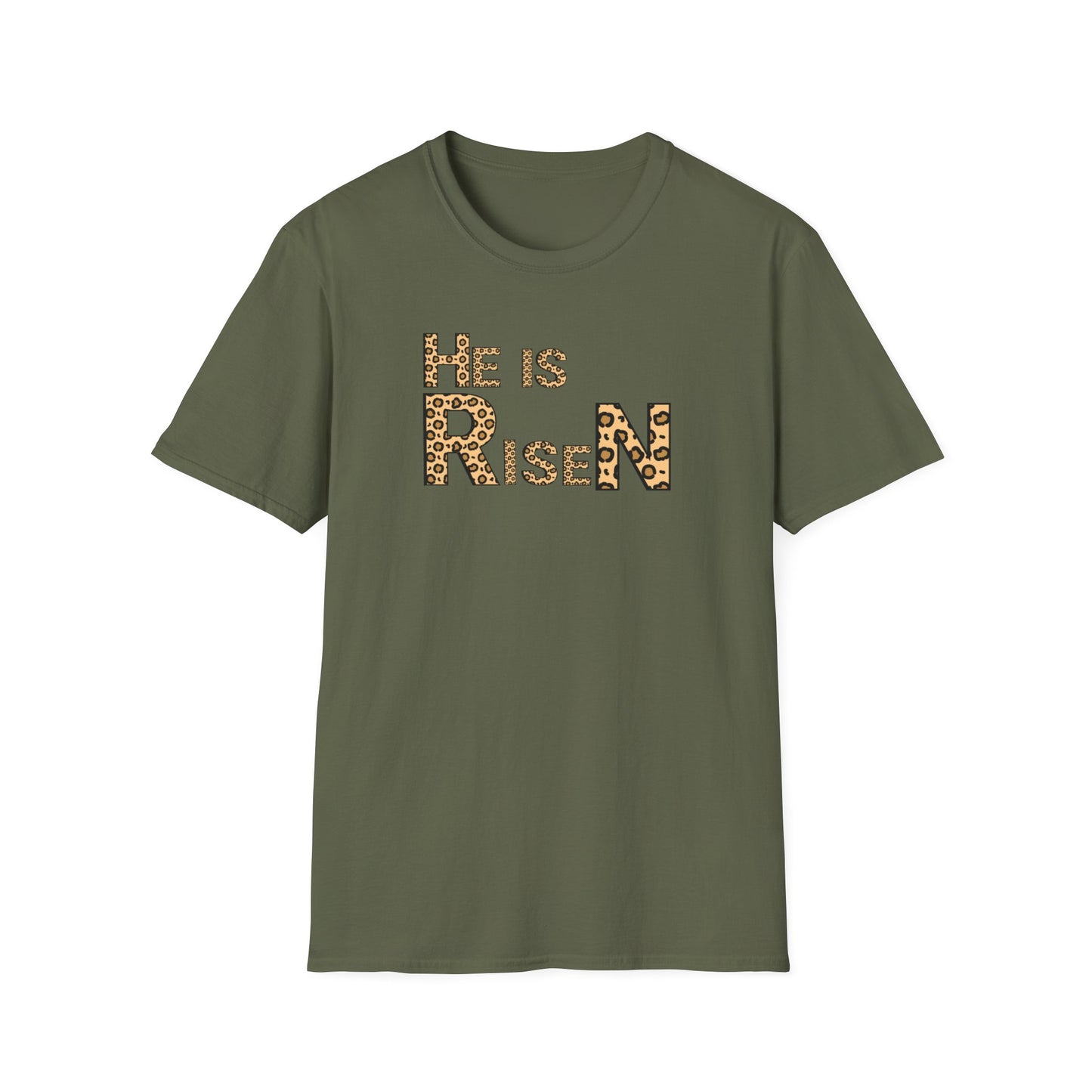 He is Risen Leopard Print Unisex T-Shirt - Perfect Easter Celebration Wear