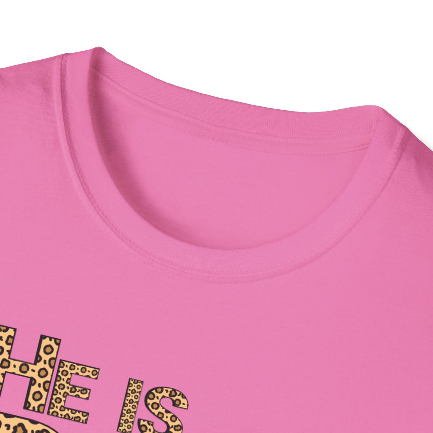 He is Risen Leopard Print Unisex T-Shirt - Perfect Easter Celebration Wear
