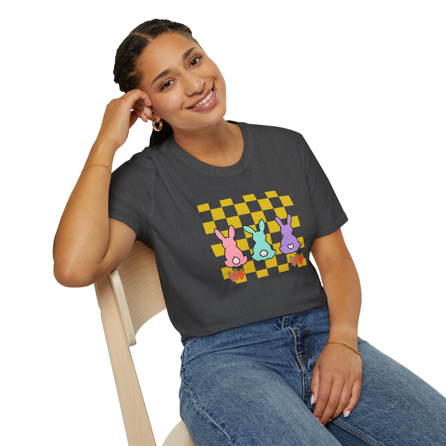 Spring Bunny Vibes Unisex Softstyle T-Shirt - Cute Easter Graphic Tee
