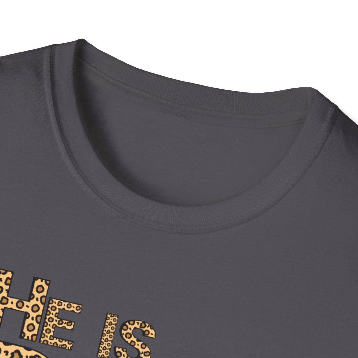 He is Risen Leopard Print Unisex T-Shirt - Perfect Easter Celebration Wear