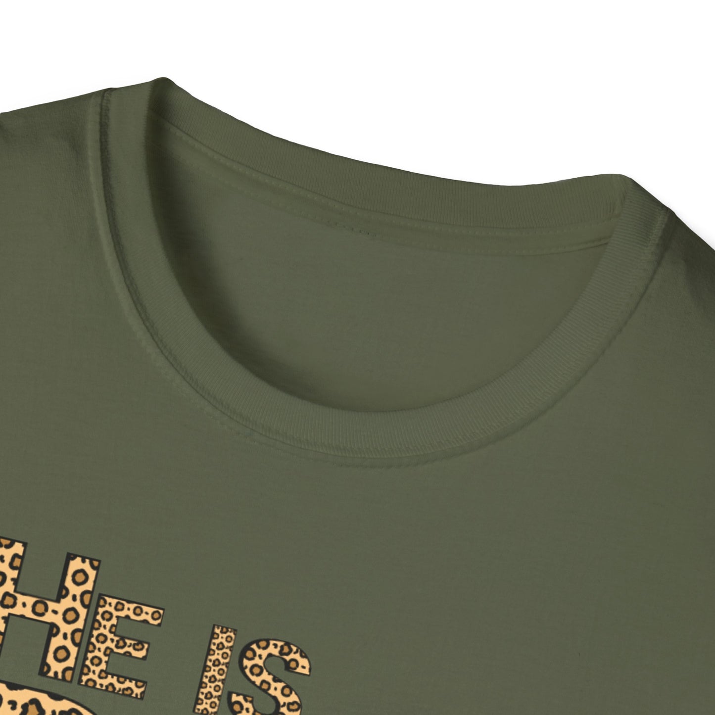 He is Risen Leopard Print Unisex T-Shirt - Perfect Easter Celebration Wear