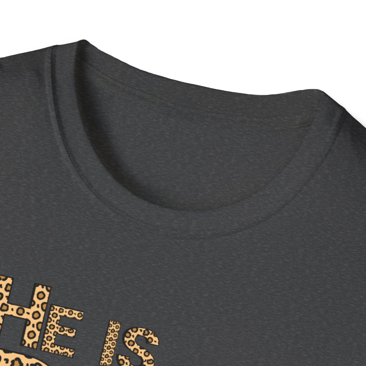 He is Risen Leopard Print Unisex T-Shirt - Perfect Easter Celebration Wear