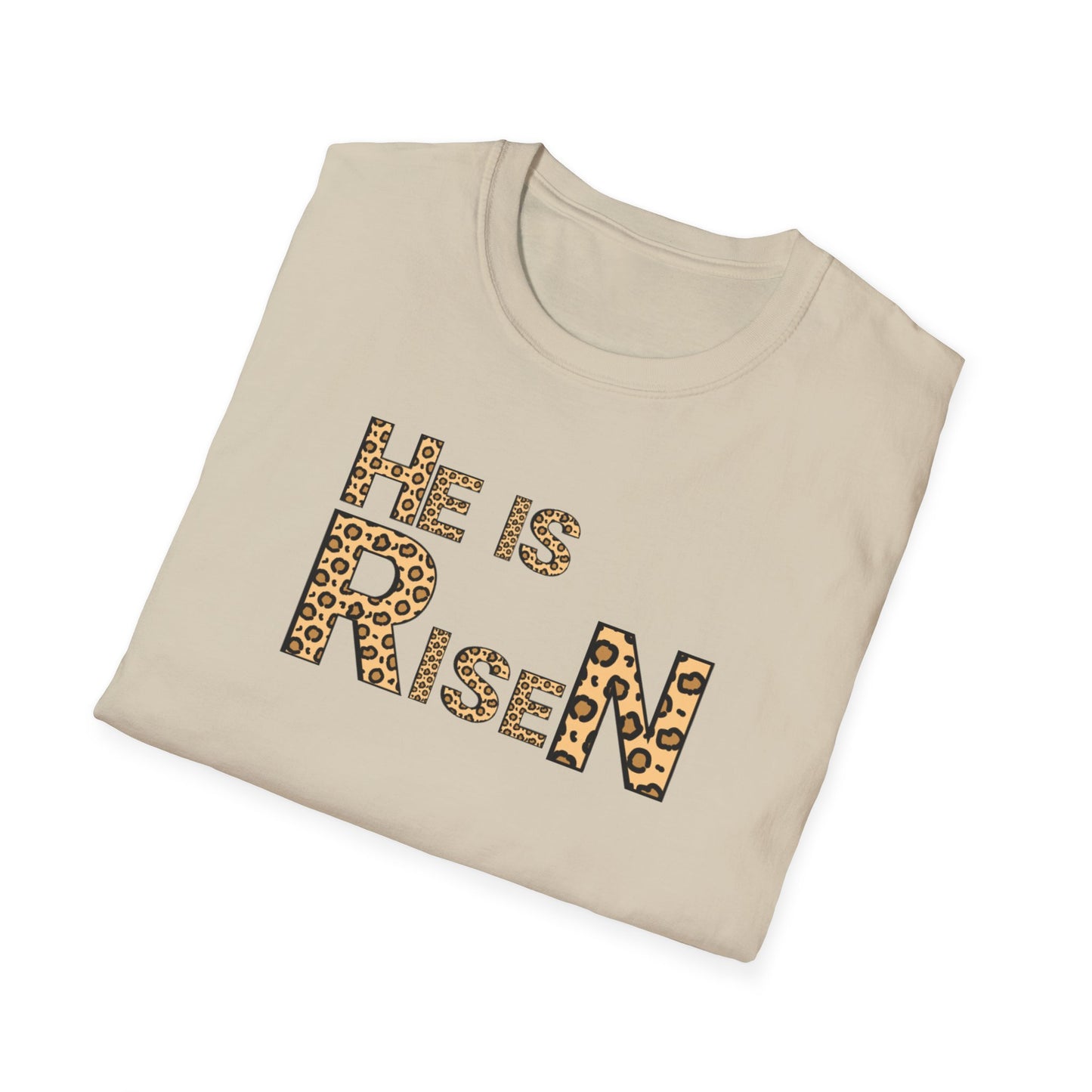 He is Risen Leopard Print Unisex T-Shirt - Perfect Easter Celebration Wear
