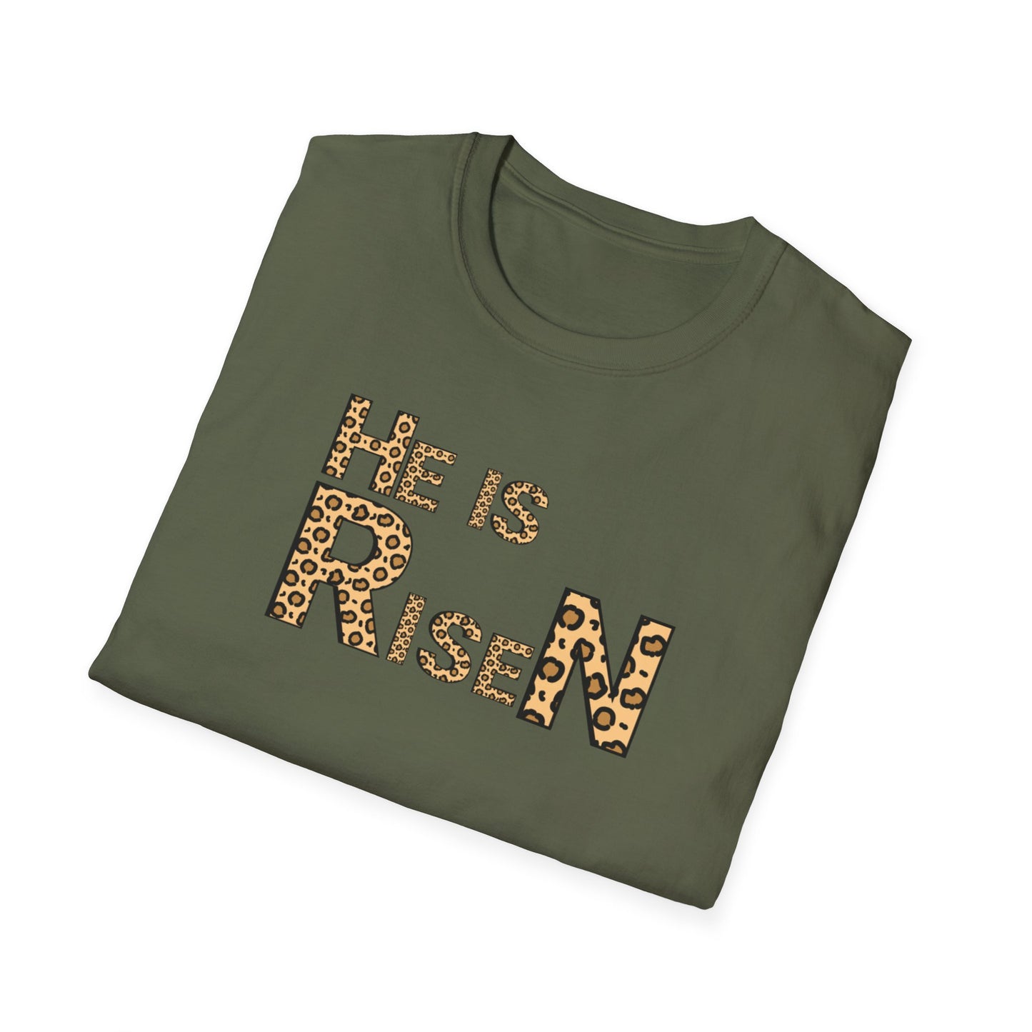 He is Risen Leopard Print Unisex T-Shirt - Perfect Easter Celebration Wear