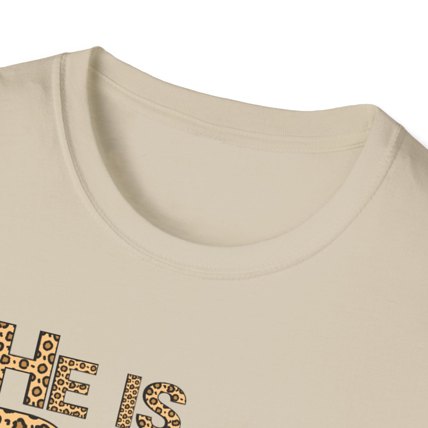 He is Risen Leopard Print Unisex T-Shirt - Perfect Easter Celebration Wear
