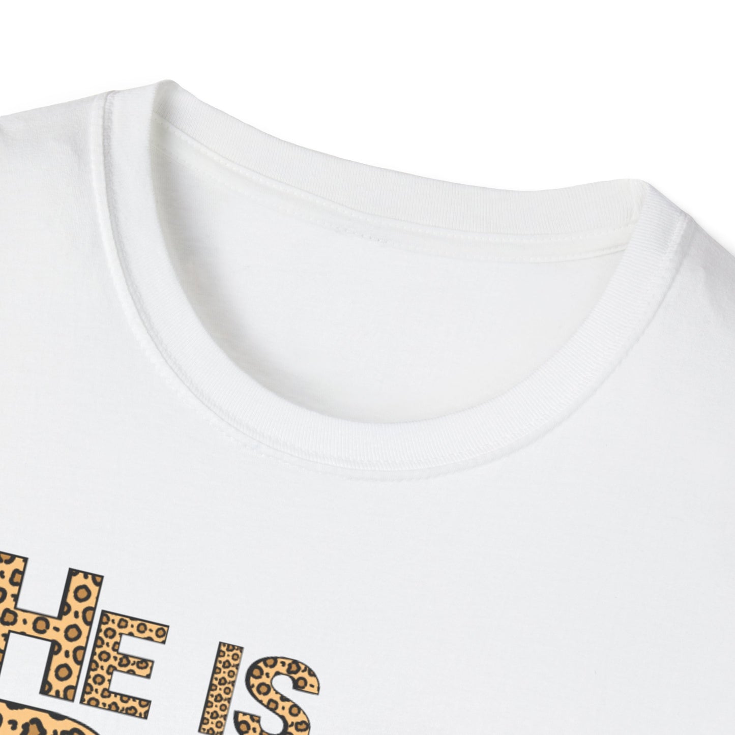 He is Risen Leopard Print Unisex T-Shirt - Perfect Easter Celebration Wear