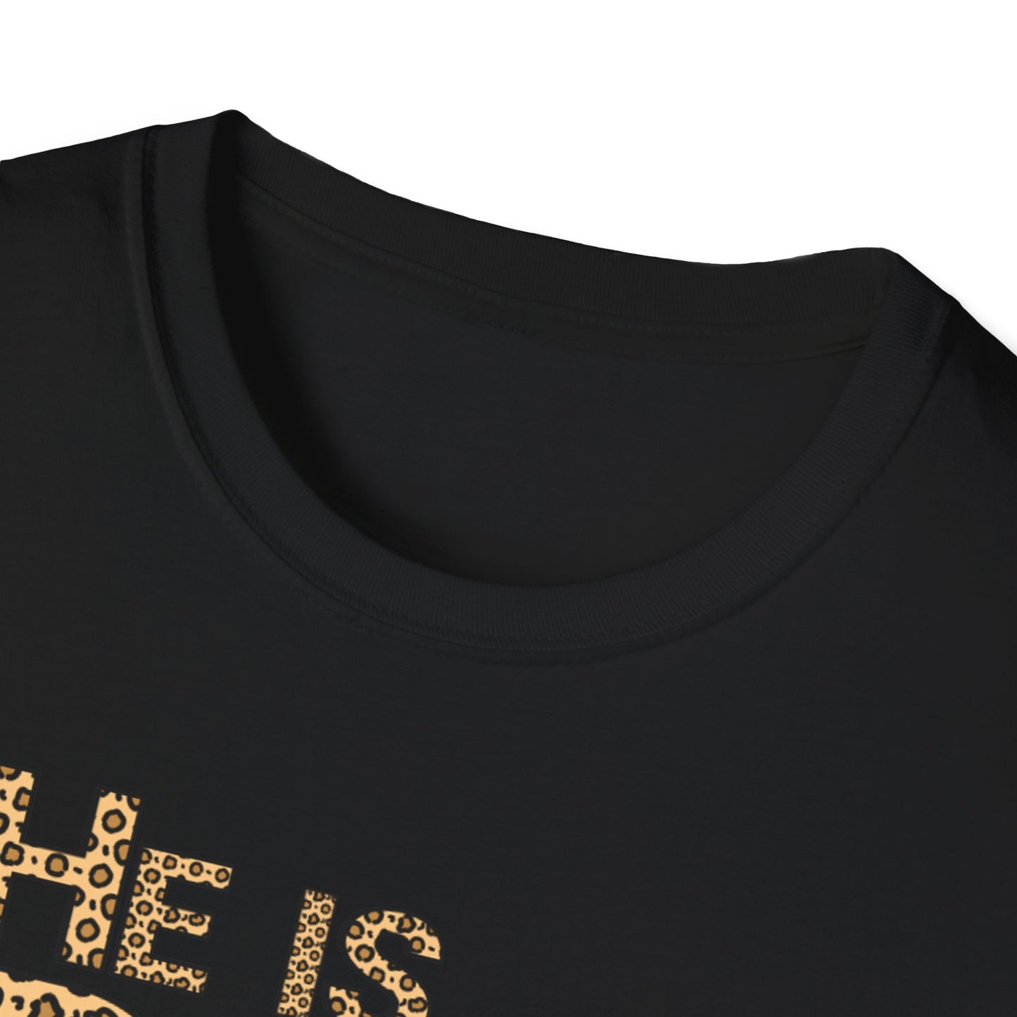 He is Risen Leopard Print Unisex T-Shirt - Perfect Easter Celebration Wear