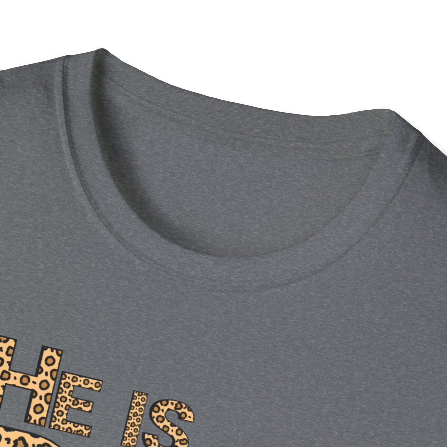 He is Risen Leopard Print Unisex T-Shirt - Perfect Easter Celebration Wear